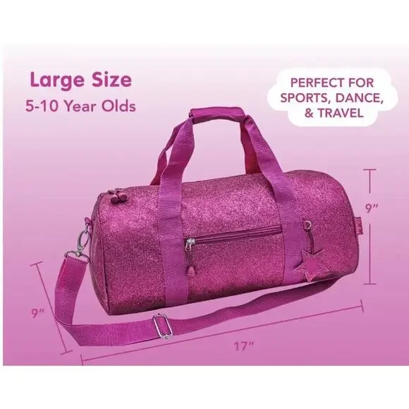 Bixbee Kids' Sparkalicious Bling Dance/Sports/Gymnastic Raspberry Lrg Duffle Bag - Picture 2 of 16